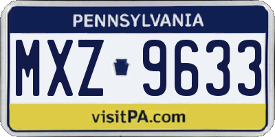 PA license plate MXZ9633