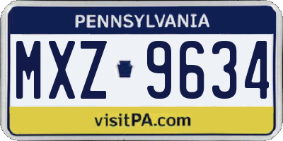 PA license plate MXZ9634