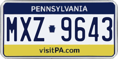 PA license plate MXZ9643