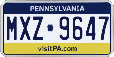 PA license plate MXZ9647