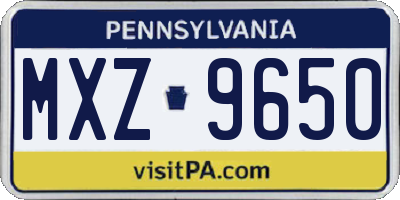 PA license plate MXZ9650