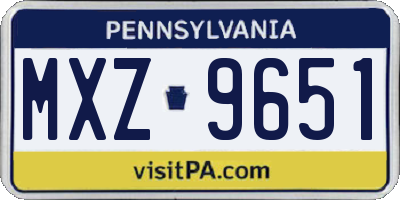 PA license plate MXZ9651