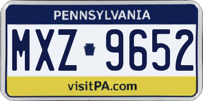 PA license plate MXZ9652
