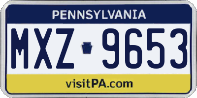 PA license plate MXZ9653