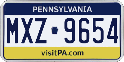 PA license plate MXZ9654