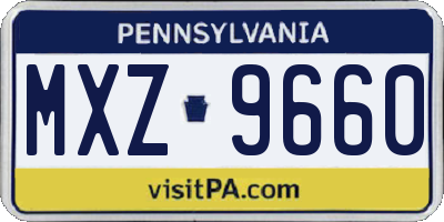 PA license plate MXZ9660