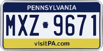PA license plate MXZ9671