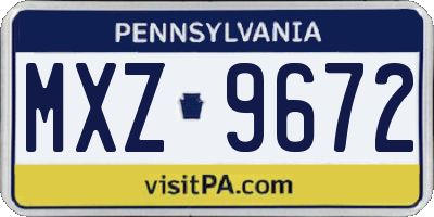 PA license plate MXZ9672
