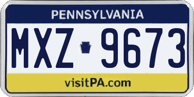 PA license plate MXZ9673