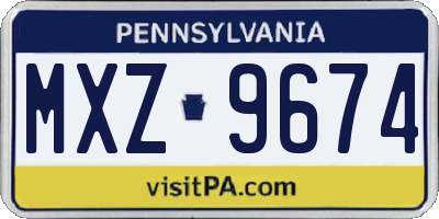 PA license plate MXZ9674
