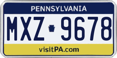 PA license plate MXZ9678