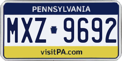 PA license plate MXZ9692