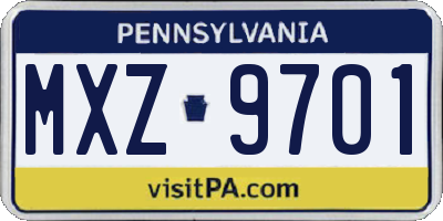 PA license plate MXZ9701
