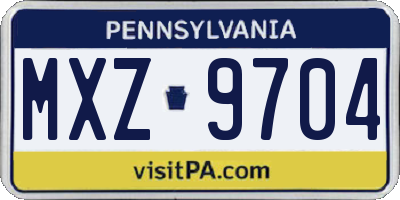 PA license plate MXZ9704