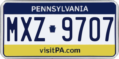 PA license plate MXZ9707