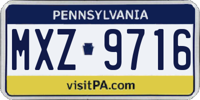 PA license plate MXZ9716