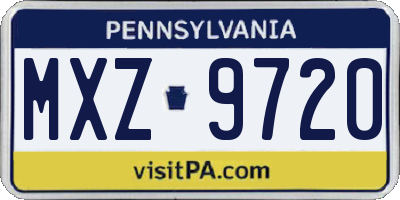 PA license plate MXZ9720