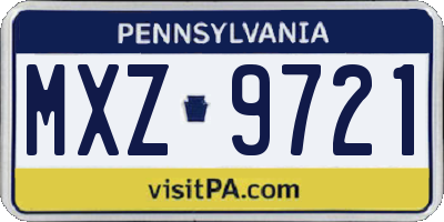 PA license plate MXZ9721