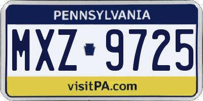 PA license plate MXZ9725