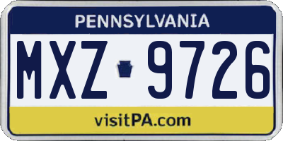 PA license plate MXZ9726