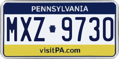 PA license plate MXZ9730