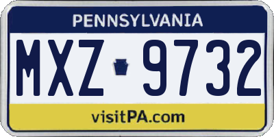 PA license plate MXZ9732
