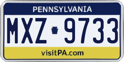 PA license plate MXZ9733
