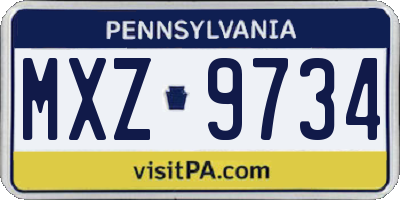 PA license plate MXZ9734