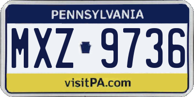 PA license plate MXZ9736