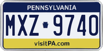 PA license plate MXZ9740