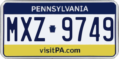 PA license plate MXZ9749