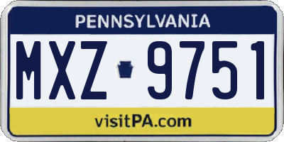 PA license plate MXZ9751