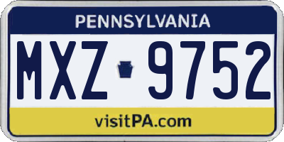 PA license plate MXZ9752