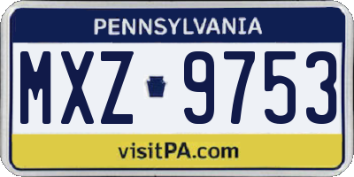 PA license plate MXZ9753