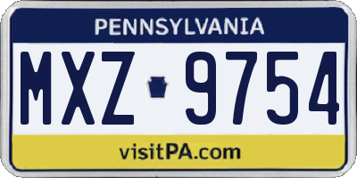 PA license plate MXZ9754
