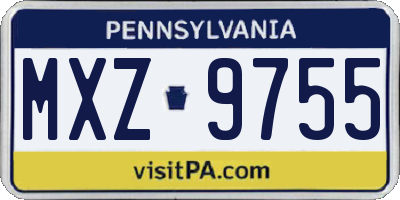 PA license plate MXZ9755