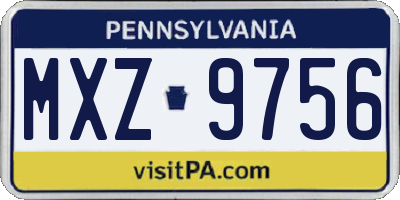 PA license plate MXZ9756