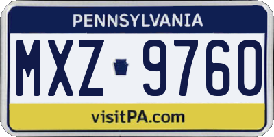 PA license plate MXZ9760