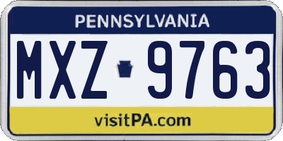 PA license plate MXZ9763