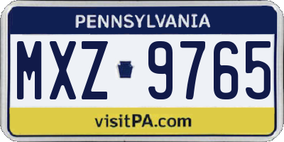 PA license plate MXZ9765
