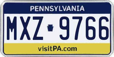 PA license plate MXZ9766