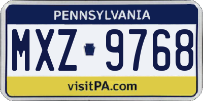 PA license plate MXZ9768