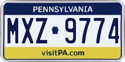 PA license plate MXZ9774