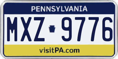PA license plate MXZ9776