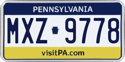 PA license plate MXZ9778