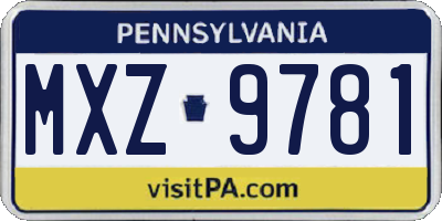 PA license plate MXZ9781
