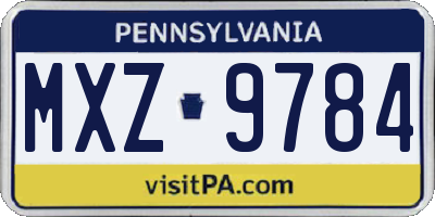 PA license plate MXZ9784