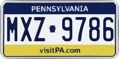 PA license plate MXZ9786