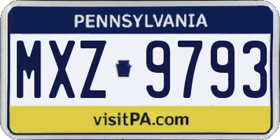PA license plate MXZ9793