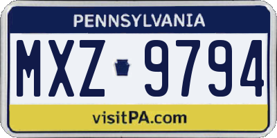 PA license plate MXZ9794